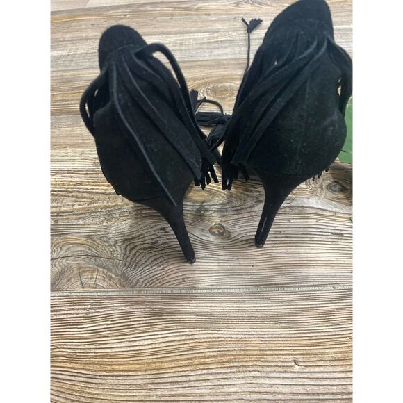 Forever 21 black fringe lace up heels - Picture 7 of 8